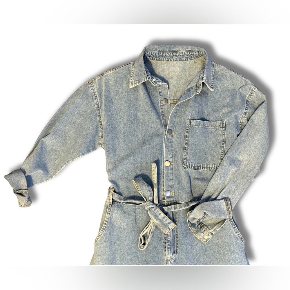 Vintage Light Wash Denim Jumpsuit — Korean Boutique